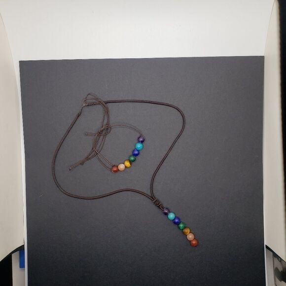 Chakra bead necklace with matching adjustable bracelet - Picture 7 of 9